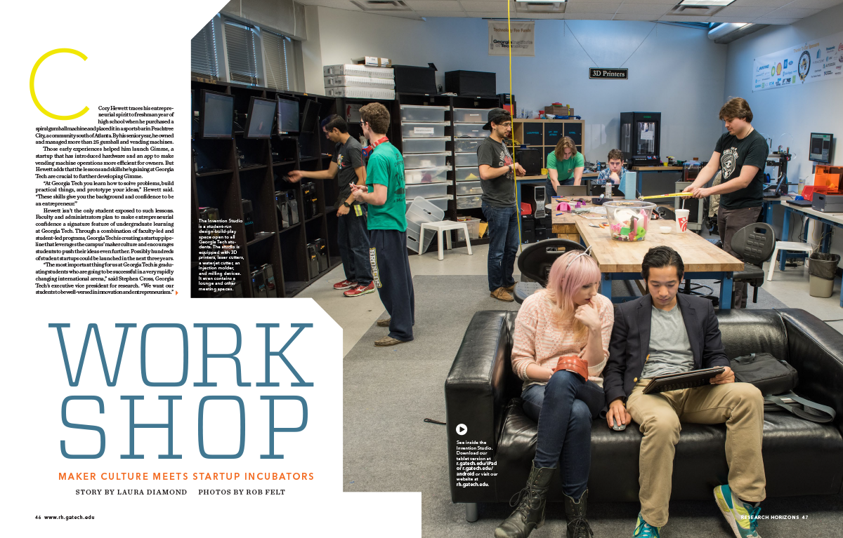 Magazine spread with title "Work Shop"